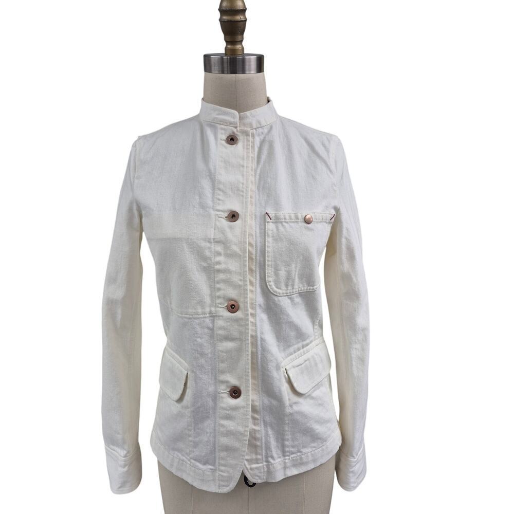 Ines De La Fressange Paris winter white denim Utility acket  Sz XS Unisex